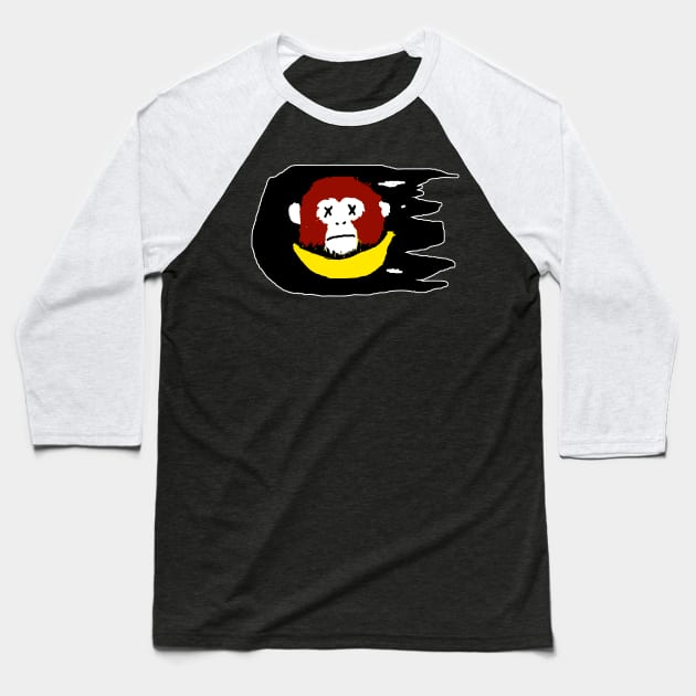 A Pirate Monkey Jolly Roger Flag Baseball T-Shirt by MacSquiddles